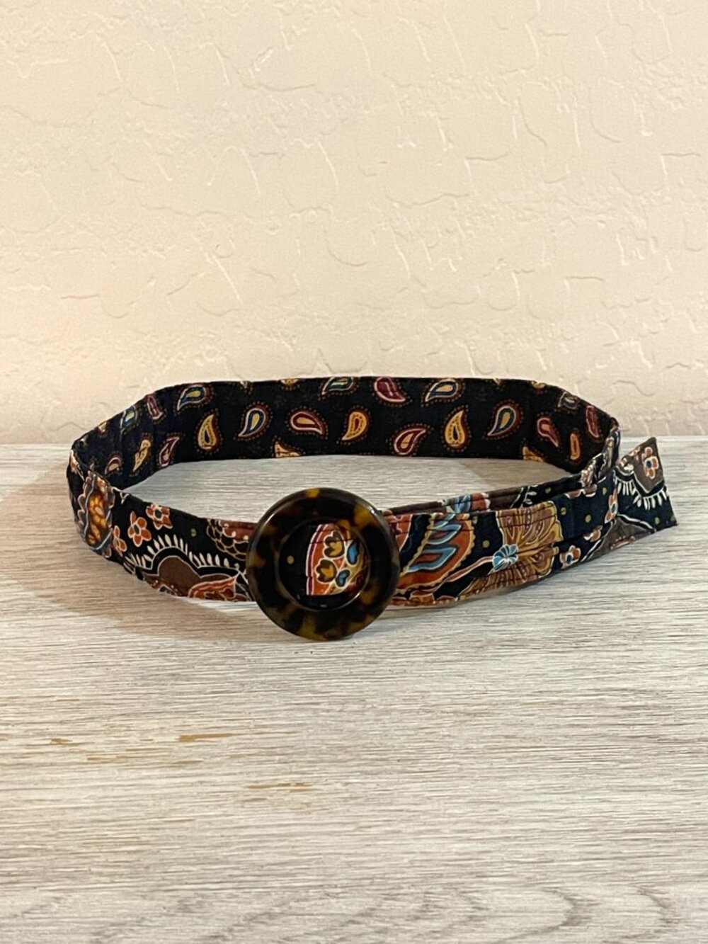 Vera Bradley Kensington Belt Brown Multi Paisley Fabric Tortoise Buckle